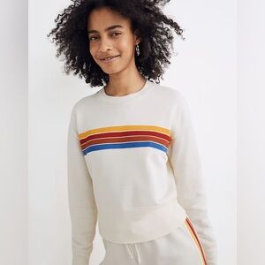 Madewell Cream Sweatshirt with Multicolor Stripes